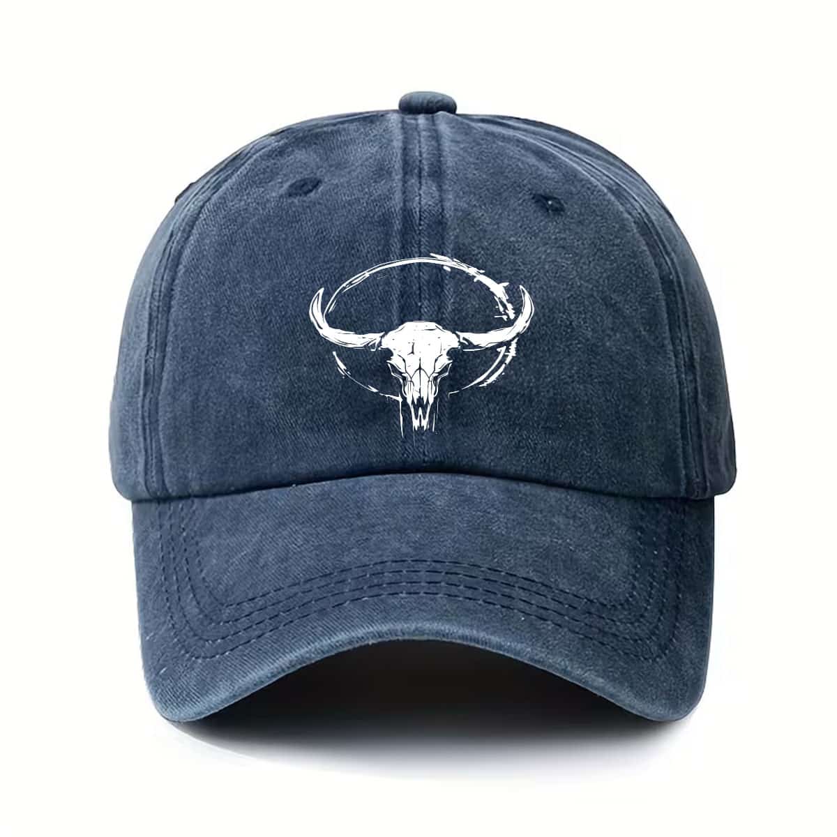 Cow Head Print Baseball Cap, Unisex Vintage Washed Grunge Style, Adjustable Cow Head Pattern, Suitable for Outdoor Leisure, Great for Gifting, Cow Head Design