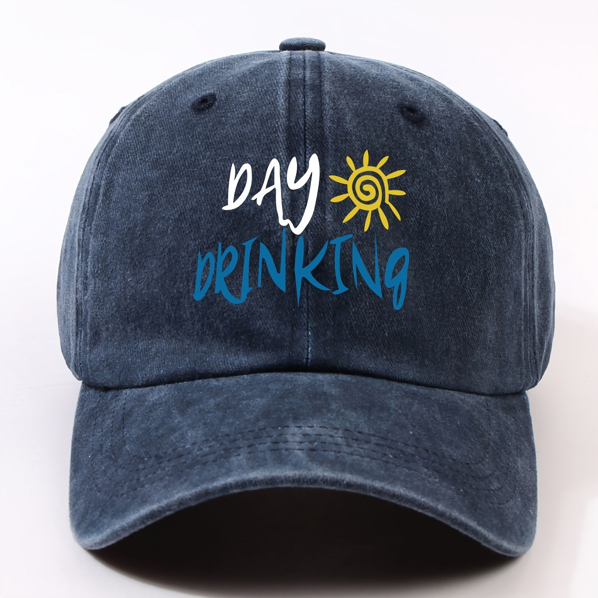 Retro Worn-Out Baseball Cap Featuring a "Daily Drink" Sun Design - Adjustable, Lightweight, Unisex Outdoor Hat Ideal for Biking, Everyday Use, And Festive Gatherings - Available in Various Colors (Black, Dark Gray, Pink, Military Green, Etc.)