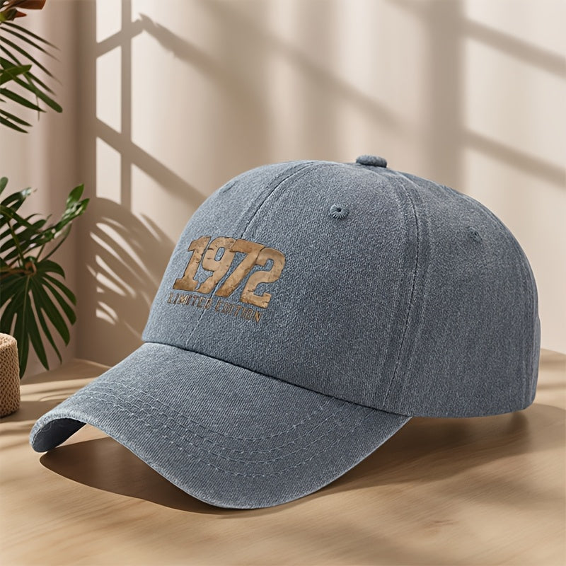 1972 Vintage Washed Duckbill Baseball Cap - Distressed Retro Print Suitable for Outdoor, Casual, Streetwear & Hip-Hop Hat, Lightweight Breathable Sweat-Absorbent Cap for Sports, Camping, Vacation,