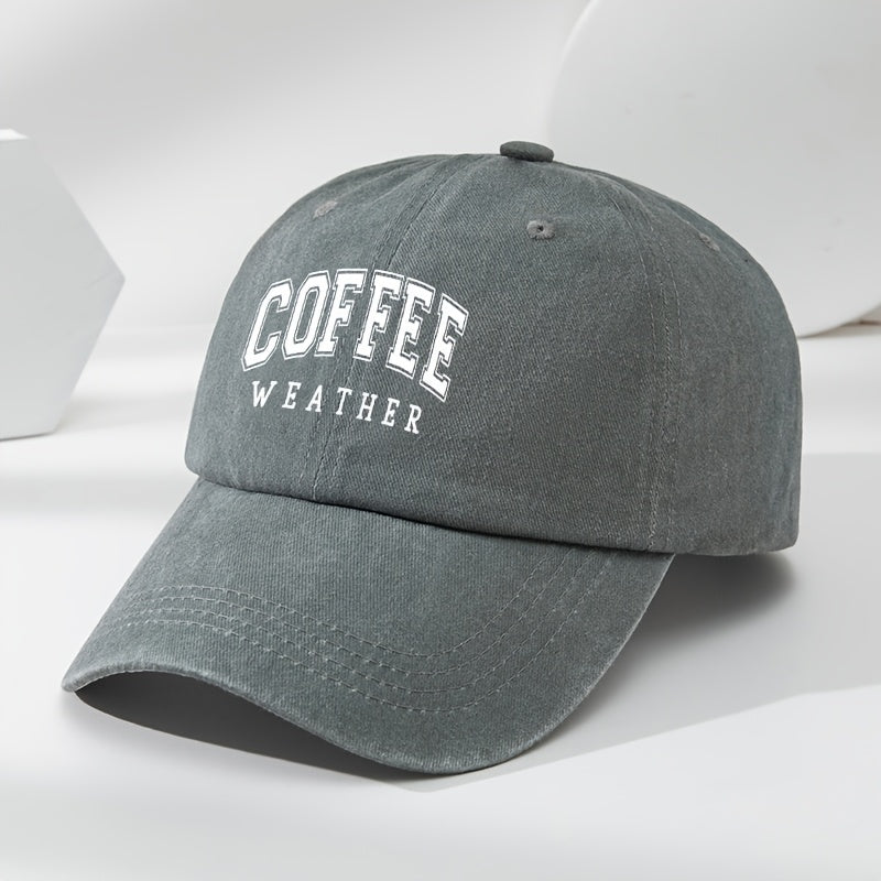 Men's Retro Baseball Cap with Coffee Bean Lettering & Logo Print - Adjustable Sun Hat, Breathable Outdoor Casual Cap for Sports, Daily Wear - Black, Comfortable & Versatile for All Beige Types (Hand Washable)
