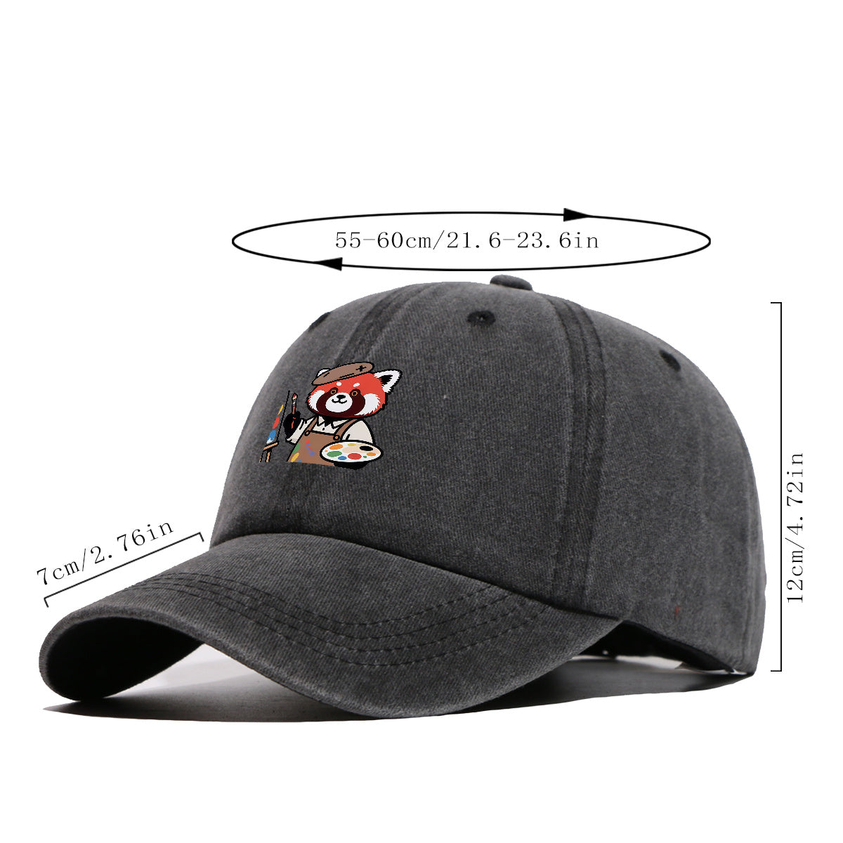 1pc Little Panda Painter Cap - Cute Panda & Brush Print Baseball Hat, Adjustable Duckbill Suitable for Outdoor Sketching, Museum Visits, Travel - Unisex for Men & Women, Creative Gift for Artists,, Birthday Present
