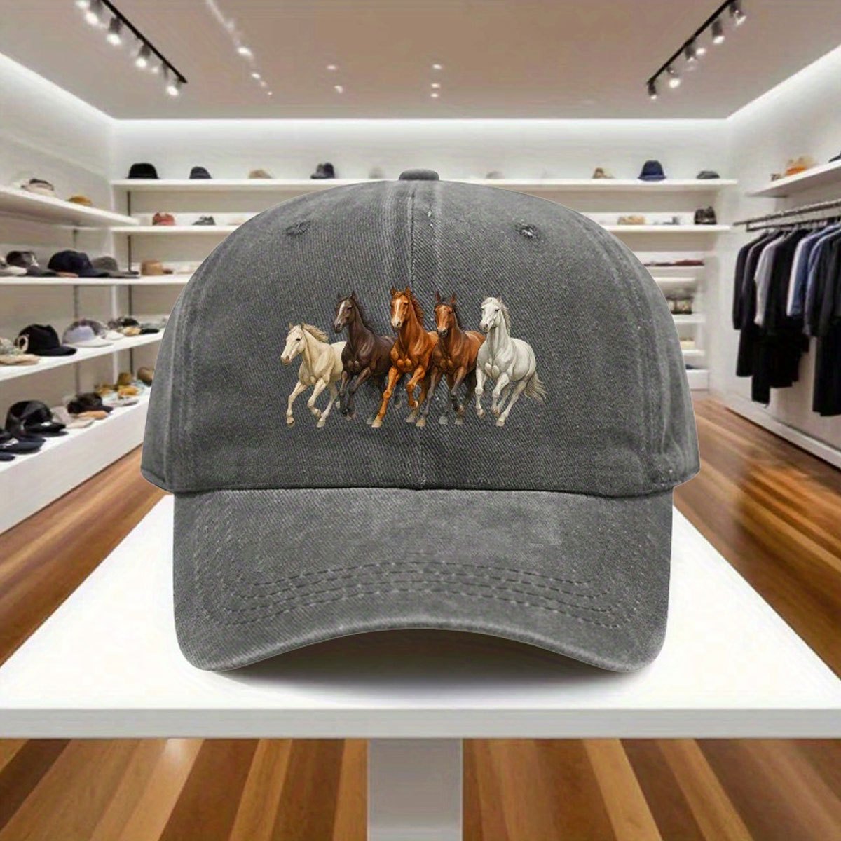 Of The "Galloping Horse" Adjustable Baseball Cap, Lightweight Printed Women'S Hat, "Equestrian Enthusiast" Men'S Sun Hat, Ideal Gift for Outdoor Sports And Birthday Parties, Fashionable And Versatile Cap