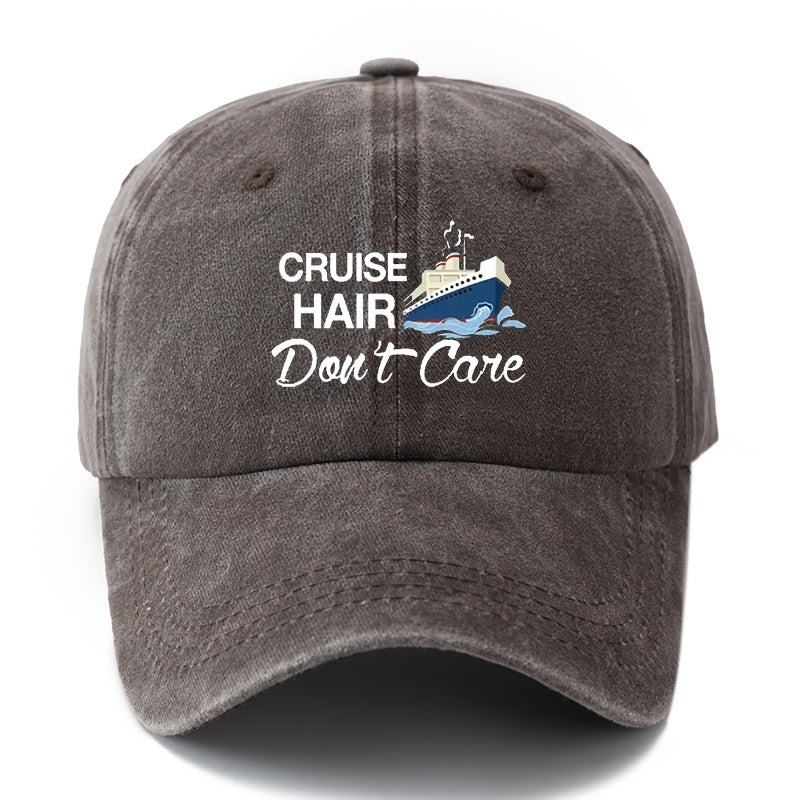 Unisex Polyester Baseball Cap by MAKEFGE, Featuring a Casual 'Hair Don'T Care' Print, Adjustable Hip-Hop Style with a Curved Brim, Perfect for Outdoor Sports And Truck Driving