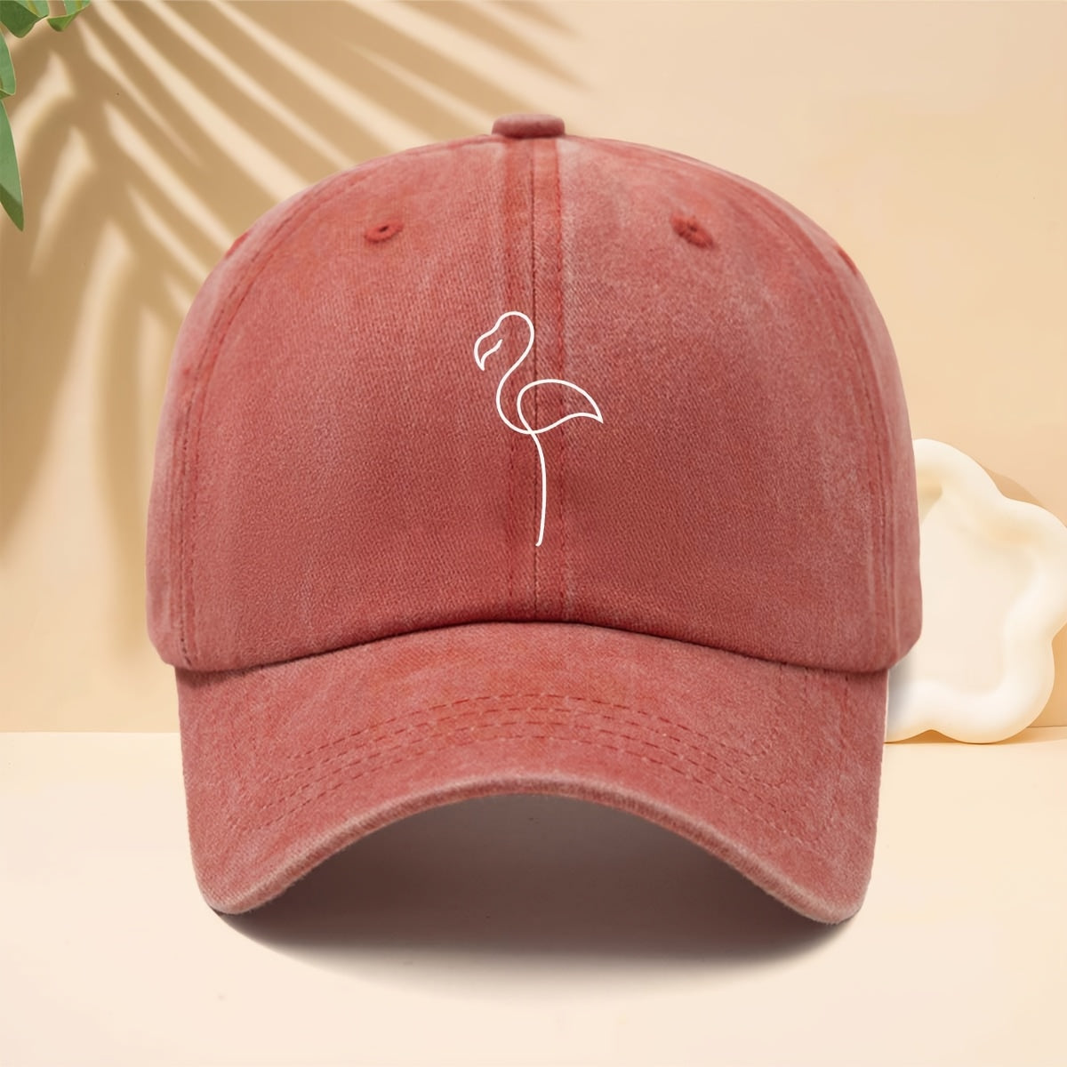 Baseball Cap with Line Flamingo Pattern, American Retro Minimalist Literary Street Style Adjustable Unisex Casual Hat, All-Season Bending Brim Hat for Walking, Parties, Shopping, Dates, And Parties, Hip-Hop Hat with Soft Top Design