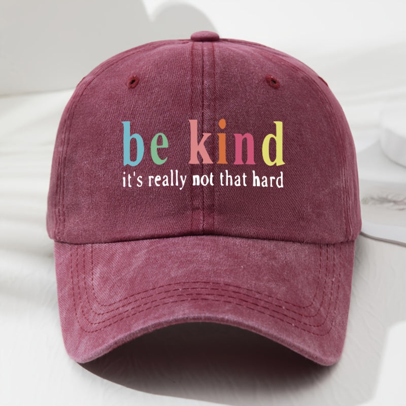 Lightweight And Comfortable Unisex Retro Baseball Cap Featuring a 'Be Kind' Print, Designed for And Breathability, Perfect for Outdoor Activities Like Fishing, Camping, And Hiking, with a Classic Wild Style