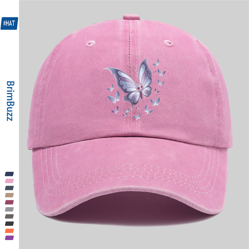 1 Butterfly Print Trucker Hat, Suitable for Travel, Outdoor Activities, and Daily Wear- Adjustable Snapback Hat with Butterfly Pattern, Lightweight and Unisex, Vintage Baseball Cap, Suitable for the Beach, Cycling, Parties, and Casual Wear(hand Was