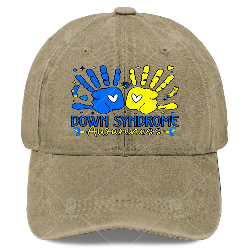 Down Syndrome Awareness T21 Hands Support Baseball Hat Unisex Soft Washed