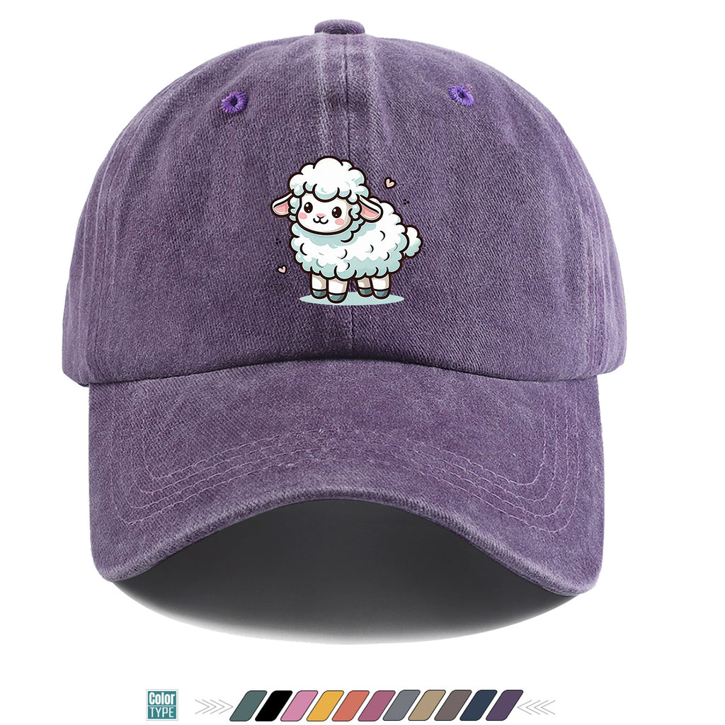 1pc Cute Cartoon Sheep Print Baseball Cap, Soft Breathable Sun Hat, Adorable Healing Style Fashion Hat, Unisex Adjustable Duckbill Cap, Casual Outing Hat, Girly Bestie Hat, Suitable for Picnics, Shopping, Strolling, Travel