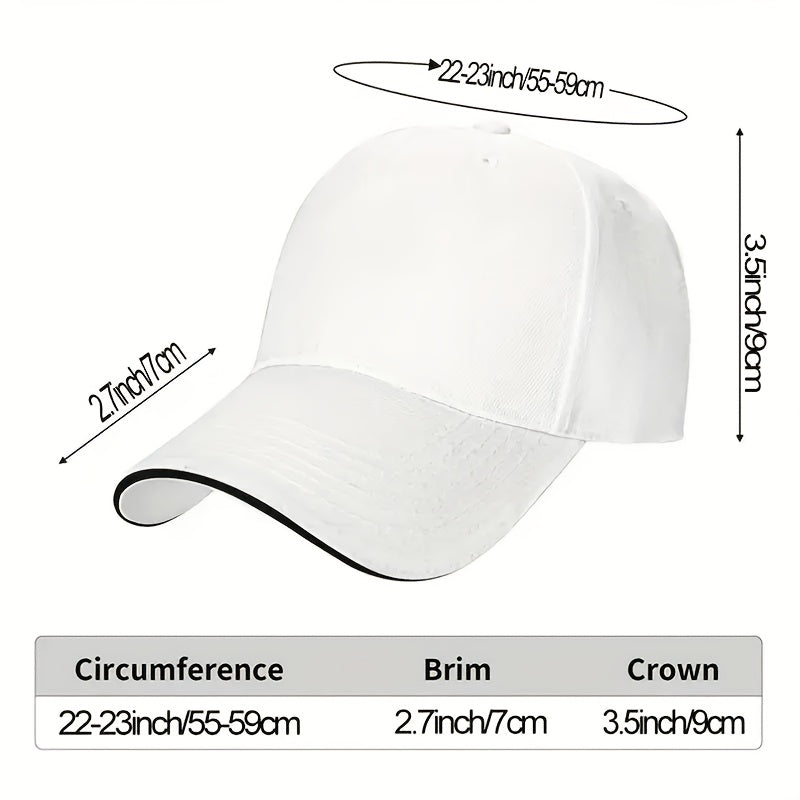 Adjustable Unisex Sandwich Brim Baseball Cap with Sandwich Brim & Buckle Closure - Machine Washable Suitable for Halloween, Christmas Parties, Daily Outdoor Wear, for and, for, for Gifts