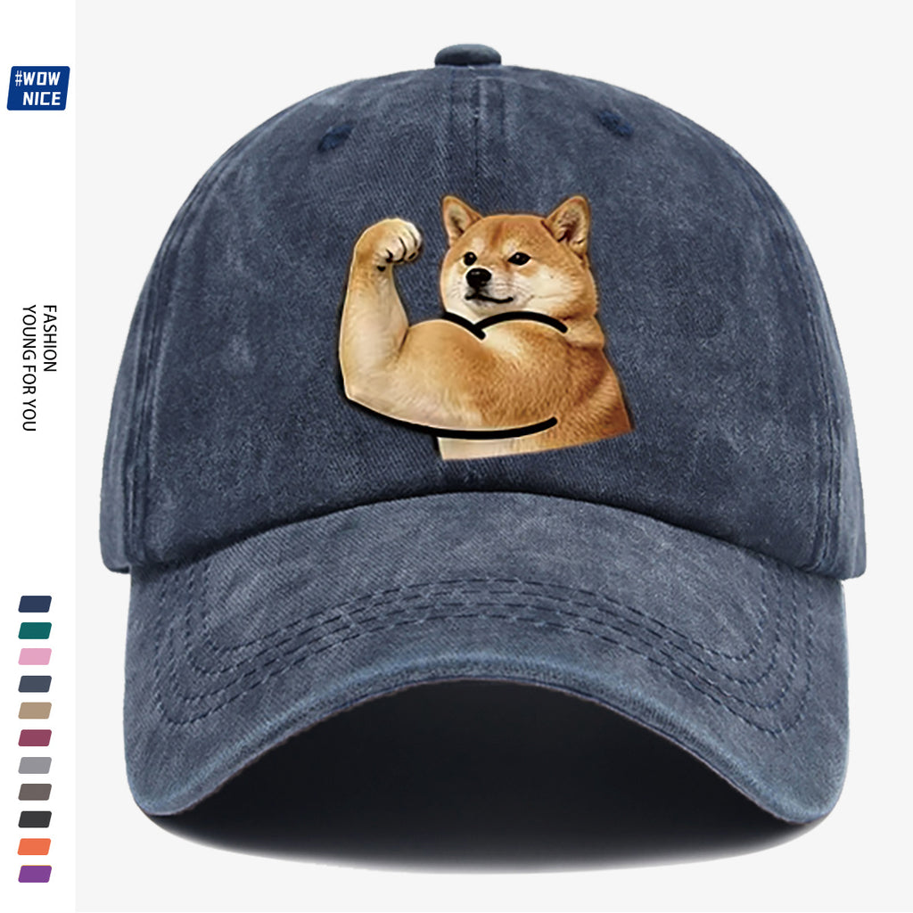 1pc Shiba Inu Muscle Arm Fun Print Baseball Cap Unisex Same Style Slimming Fashion Adjustable Size Street Trend Hat Daily Casual Hat Outdoor Hiking Hat Travel Outing Hat Party Styling Hat Versatile Duckbill Hat Festival Birthday Gift Ideal Choice Fo