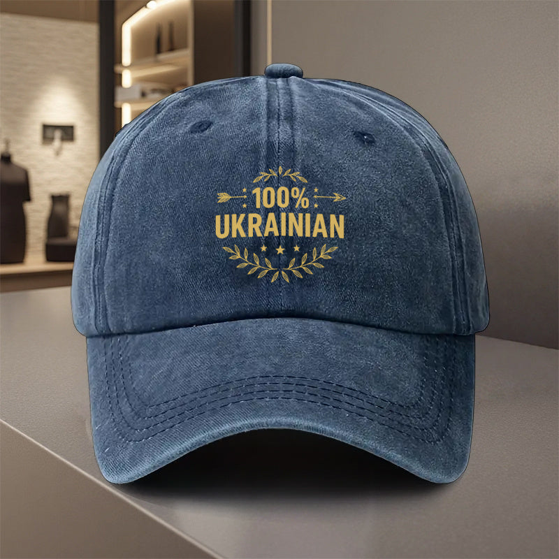 1pc, Adjustable Baseball Cap with "100% Ukrainian" Design, Polyester Fiber Lightweight Printed Craft, Suitable for Outdoor Sports And Camping Enthusiasts, Trendy Couple Hat, Golf Cap, Trucker Cap, Fashionable Baseball Cap