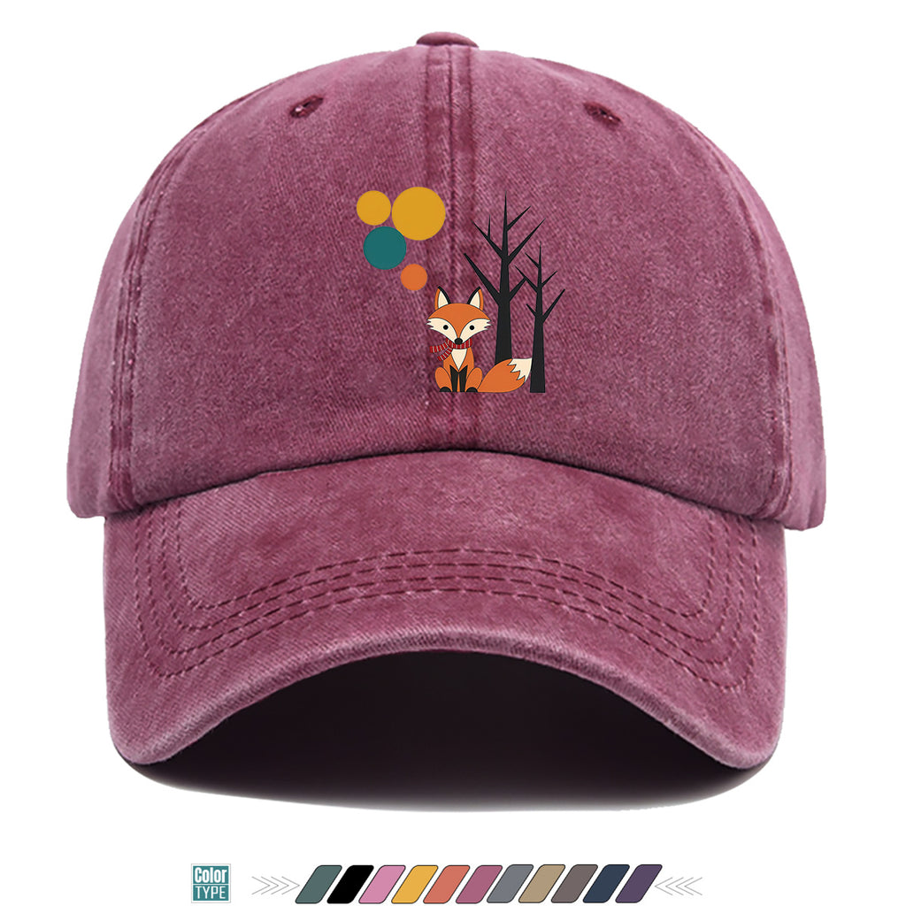 1pc Cartoon Fox Wearing Red Scarf Print Baseball Cap Colorful Geometric Background Sun Hat Fashionable And Beautiful Unisex Duck Tongue Cap Adjustable Size Casual Travel Hat Street Trendsetter Essential Suitable for Daily Wear, Shopping, Travel