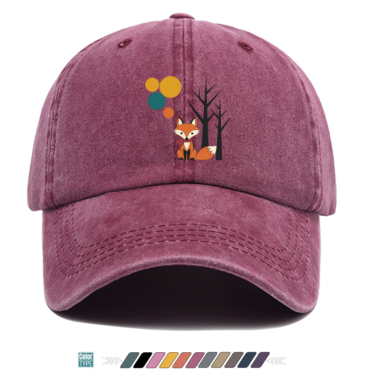 1pc Cartoon Fox Wearing Red Scarf Print Baseball Cap Colorful Geometric Background Sun Hat Fashionable And Beautiful Unisex Duck Tongue Cap Adjustable Size Casual Travel Hat Street Trendsetter Essential Suitable for Daily Wear, Shopping, Travel
