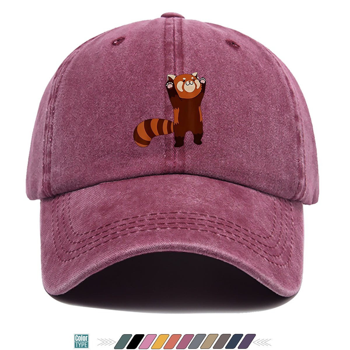 1pc Cartoon Red Panda Printed Baseball Cap, Cute Animal Pattern Sun Hat, Adorable Age-Reducing Fashion Hat, Unisex Adjustable Duckbill Cap, Couple Outing Hat, Casual Leisure Hat, Outdoor Play Sun Hat, Picnic Photography Hat, Bestie Matching Hat