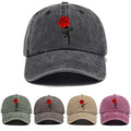 Washed Distressed Printed Baseball Cap Adult Easy Casual Style Rose Flower Print Washed Distressed Soft Top Vintage Baseball Cap Unisex All-Match Hat