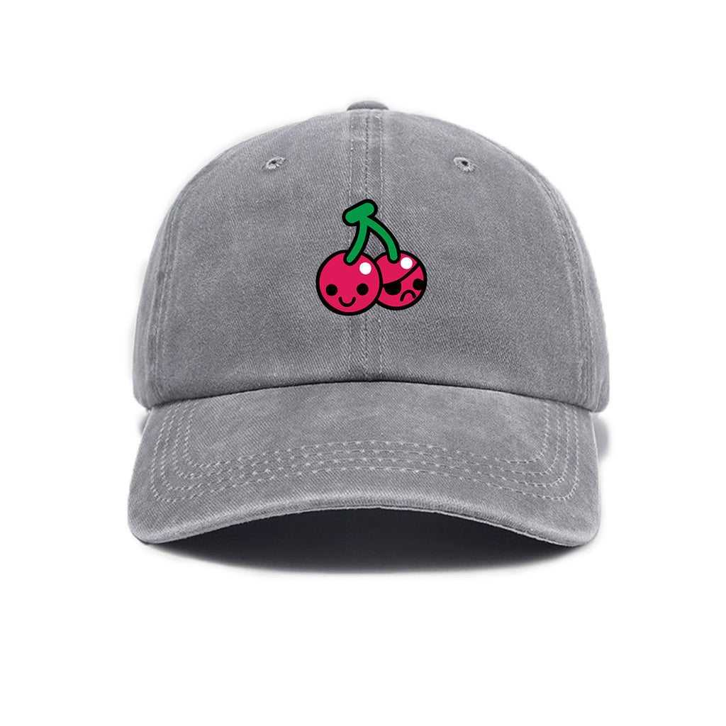 Washed Distressed Printed Baseball Cap Adult Cartoon Cherry Print Washed Distressed Soft Top Baseball Cap Unisex All-Match Outdoor Sun Hat