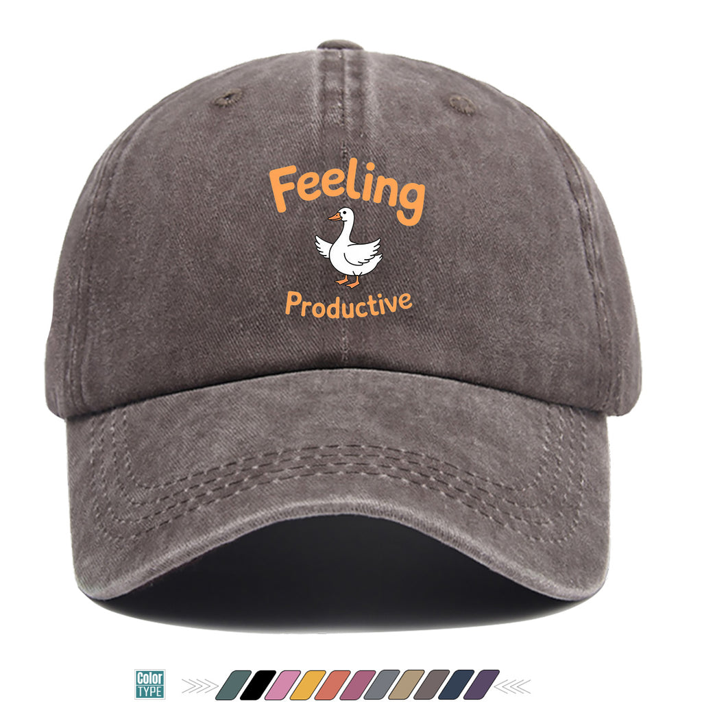 1pc Fun Duck "Feeling Productive" Printed Baseball Cap, Comfortable and Breathable Sun Hat, Stylish, Simple, and Beautiful, Unisex Adjustable Baseball Cap, Trucker Hat, Beach Vacation Hat, Suitable for Outdoor Fishing, Hunting, Vacations