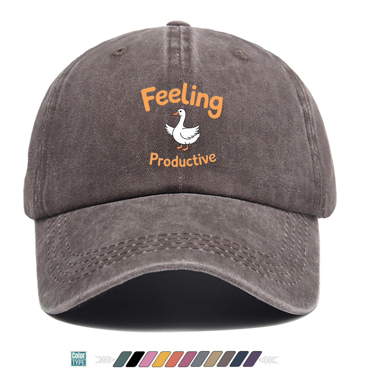 1pc Fun Duck "Feeling Productive" Printed Baseball Cap, Comfortable and Breathable Sun Hat, Stylish, Simple, and Beautiful, Unisex Adjustable Baseball Cap, Trucker Hat, Beach Vacation Hat, Suitable for Outdoor Fishing, Hunting, Vacations