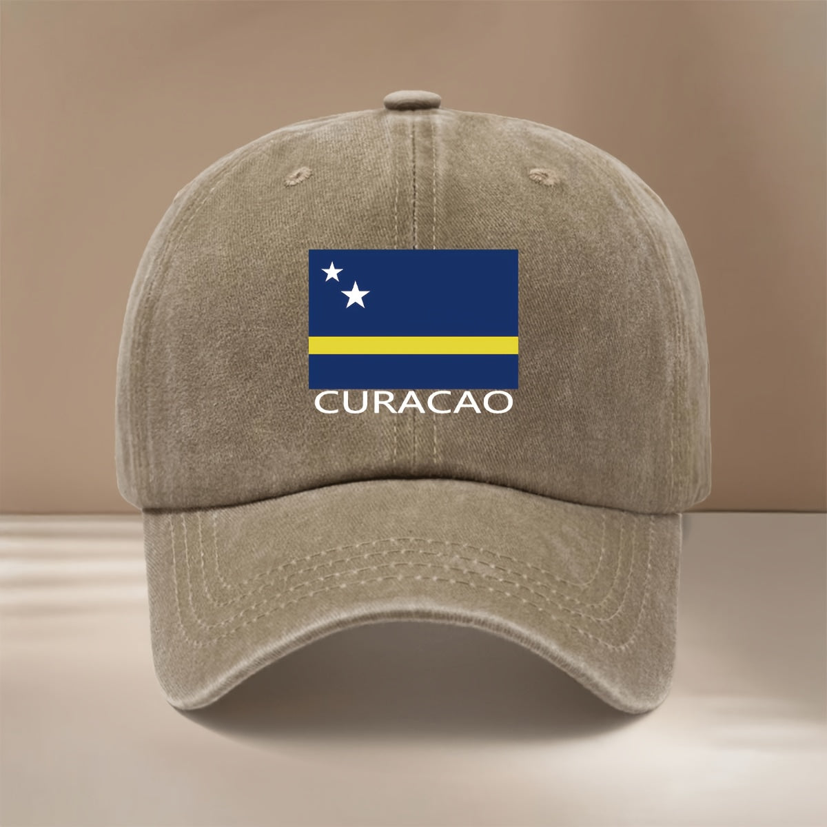Baseball Cap with CURACAO Text and Flag Pattern, Featuring a Relaxed Fit and Curved Brim. This Trendy Textured Snapback Is a Comfortable, Lightweight, and Casual Unisex Six-panel Hat. It's Also a Hip-hop Style Adjustable Cap with a Simple