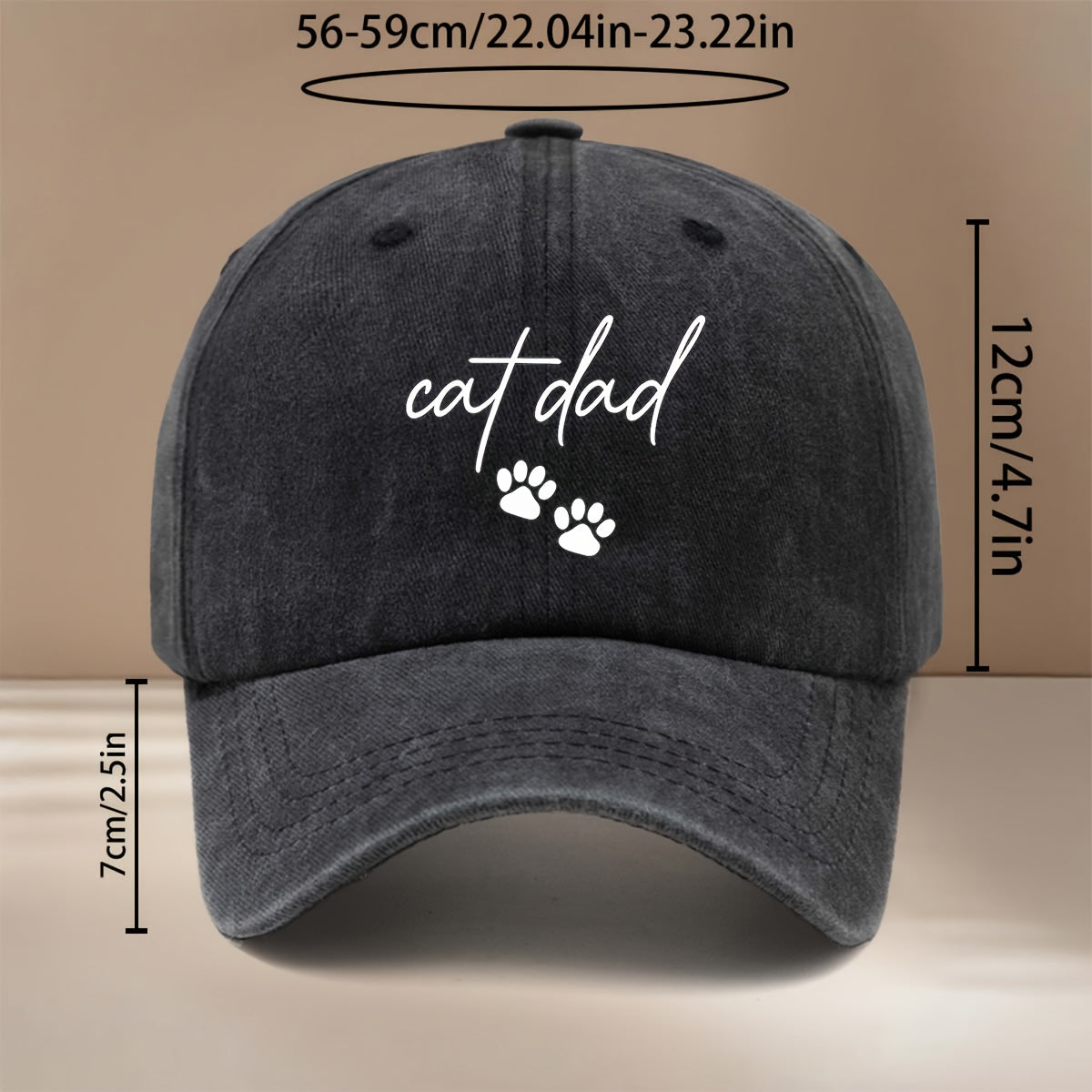 Cat Dad Two Paw Print Pattern Baseball Cap with Textured Feel, Adjustable Size, Hip-Hop Hat, Unisex Trucker Hat for Vacation, Travel, Dinner Parties, Camping, Comfortable and Lightweight Snapback Cap, Simple and  Curved Brim Hat