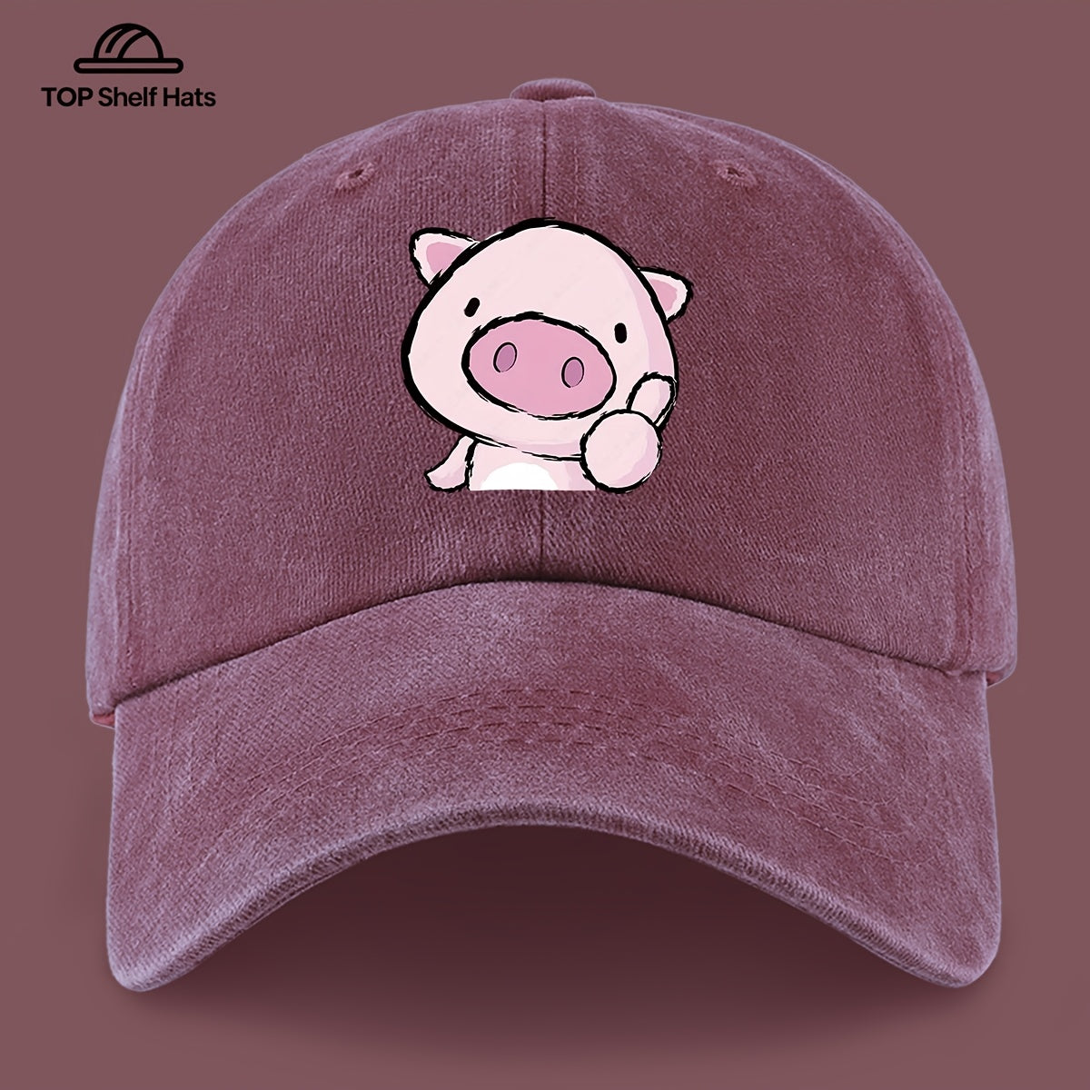 1pc Cute and Playful Piglet Pattern Printed Baseball Cap, Lightweight, Comfortable, and Breathable, Adjustable Size, An Excellent Valentine's Day Gift for Your Partner, Unisex Outdoor Casual Wear Accessory, Mom and Dad's Beach Vacation Leisure Sun
