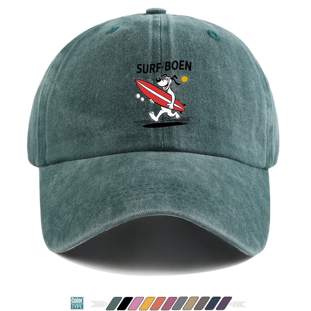 1pc Surfing Dog Fun Print Baseball Cap, Comfortable Breathable Sun Hat, Fashionable Individual Aesthetic Unisex Cap, Adjustable Size Casual Street Hat, Beach Vacation Hat, Suitable for Surfing, Beach, Vacation, Party, Outdoor Sports