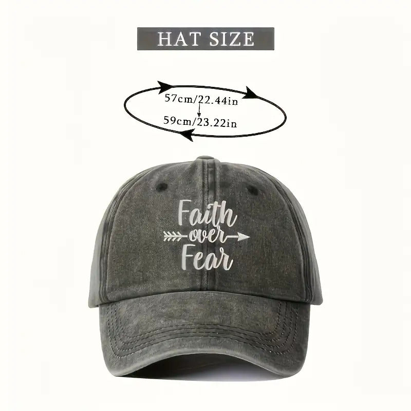 1 FAITHOVERFEAR (Rebranded as coolcheer) Adjustable Snapback Baseball Cap - Unisex Lightweight Breathable Trucker Hat with Curved Brim, Metal Buckle Closure, All-Season White Washed Look for Men & Women, Golf, Casual (Hand Washable) -