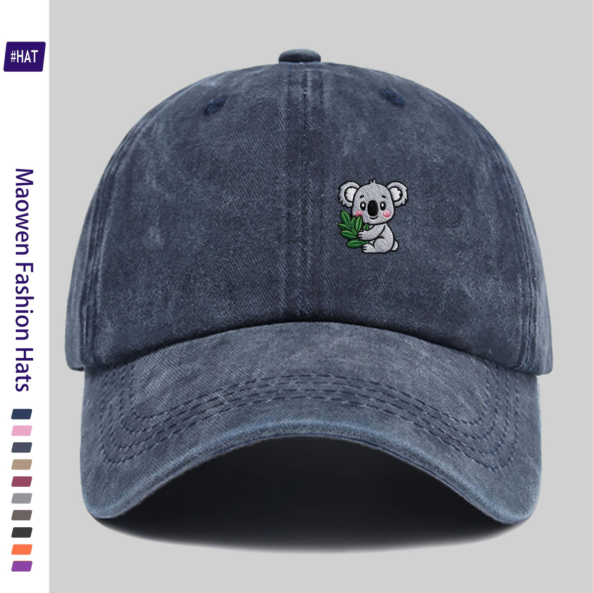 Cartoon-Style Koala Pattern Printed Washed Baseball Cap, New Vintage-Style Baseball Cap for Summer, Unisex Lightweight Outdoor Cap, Suitable for All Seasons, Travel And Casual Wear, Adjustable Size Trucker Cap, Ideal for Sports Enthusiasts