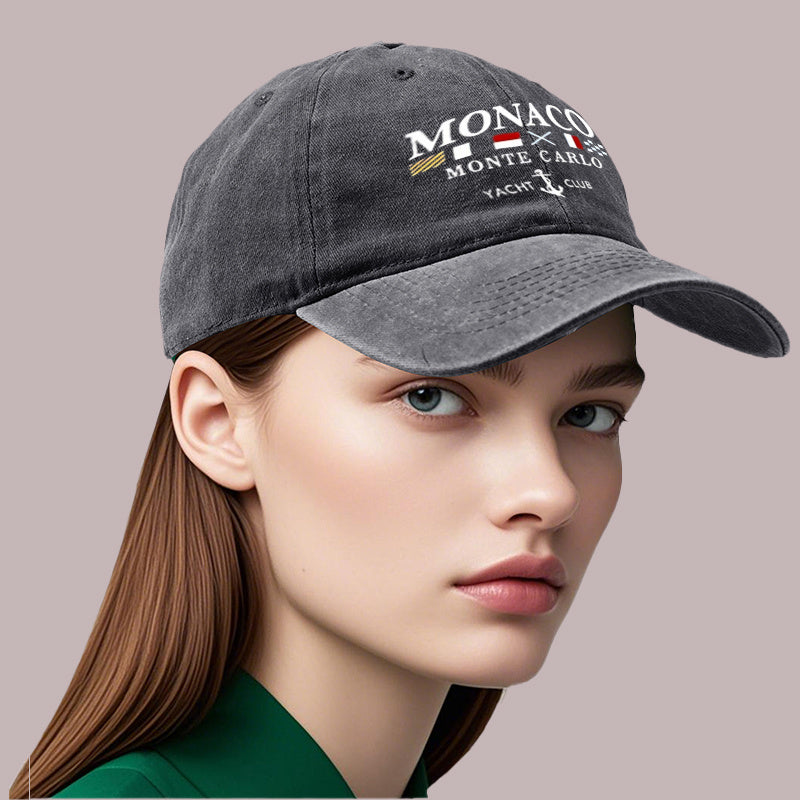 1pc New Baseball Cap, Monaco Monte Carlo Yacht Club Printed Design, Unisex Adjustable Size, Suitable for Outdoor Activities And Casual Wear, for Adults And Travel Enthusiasts