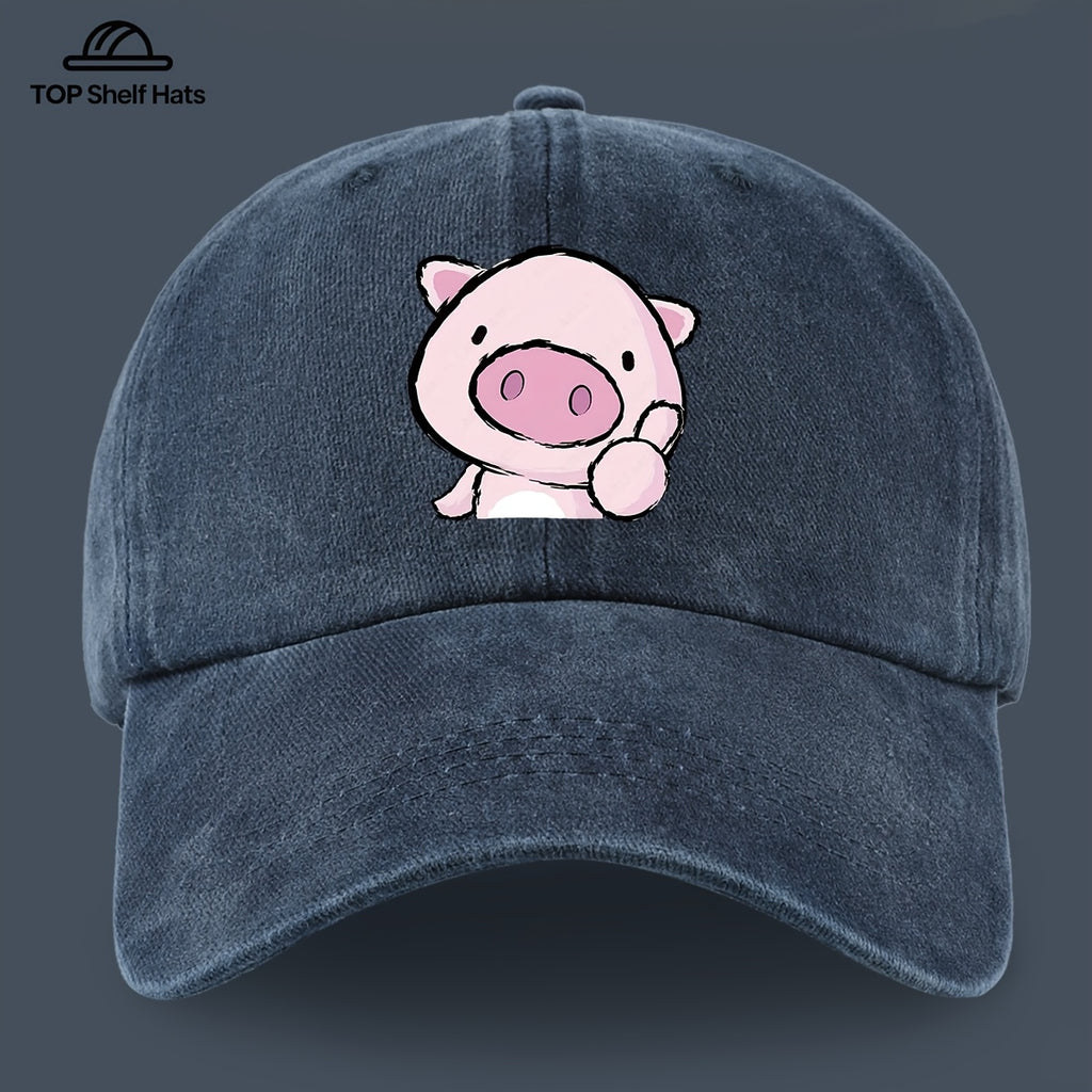 1pc Cute and Playful Piglet Pattern Printed Baseball Cap, Lightweight, Comfortable, and Breathable, Adjustable Size, An Excellent Valentine's Day Gift for Your Partner, Unisex Outdoor Casual Wear Accessory, Mom and Dad's Beach Vacation Leisure Sun