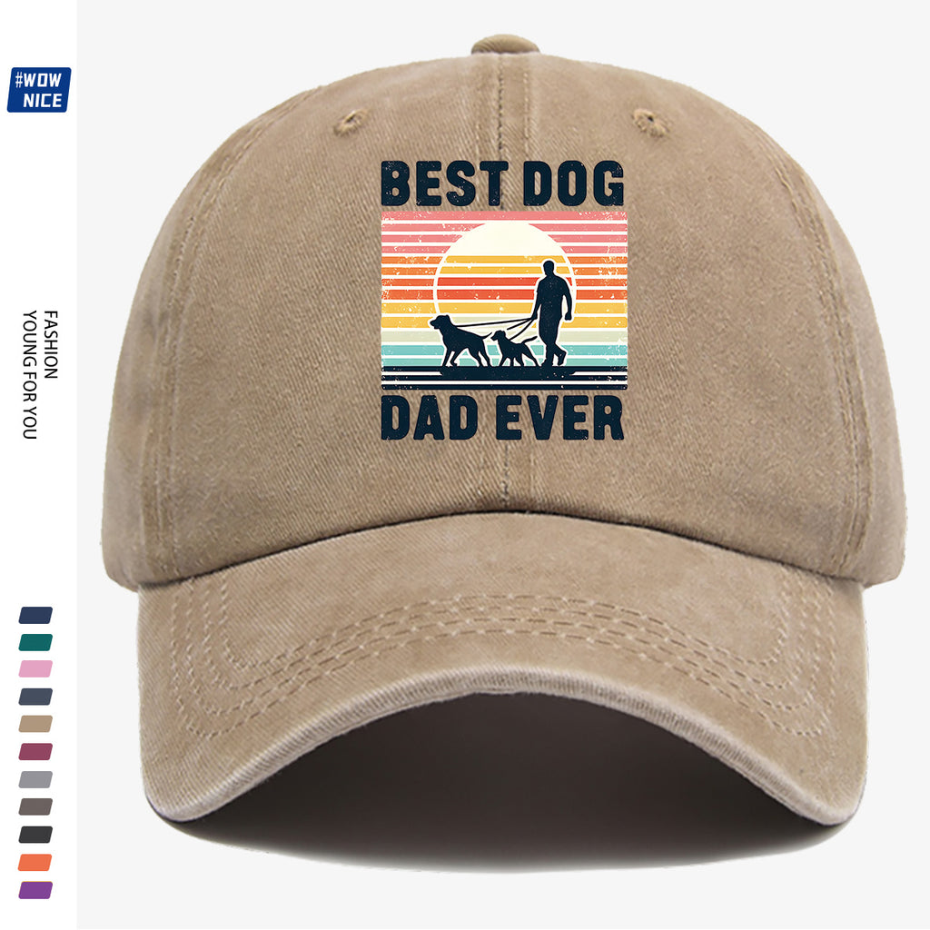 1pc "Best Dog Dad Ever" Vintage Trucker Hat - Adjustable Unisex Baseball Cap Suitable for Outdoor, Dog Walking, Picnics & Sports, Breathable Dad Hat Gift for Fathers Day, Birthdays, for Dog Lovers with Sunset Print (for Men & Women)
