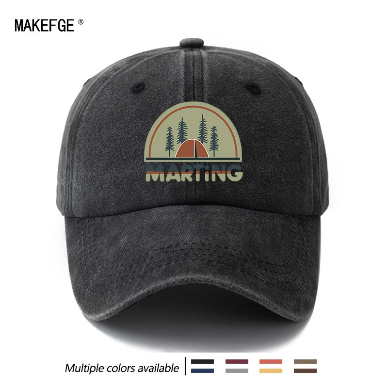 A Unisex, Fashionable and Versatile Printed MARTING Baseball Cap, a Classic Retro Washed Outdoor Lightweight Curved Brim Cap, Suitable for Outdoor Vacations, Travel, Camping, and Other Casual Occasions, a Hip-hop Cap for Holiday Parties, a Casual Cap