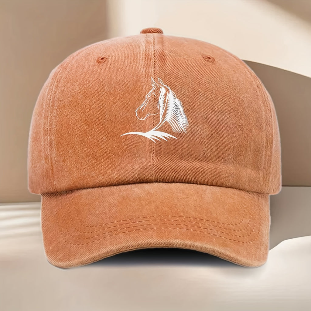 White Horse Line Drawing Print Baseball Cap, Fashionable, Easy, Lightweight, Durable, Unisex, Suitable for All Seasons, Hip-Hop Cap, Suitable for Vacation Travel, Playing And Checking In, Daily Outings, Outdoor Sports And Other Occasions