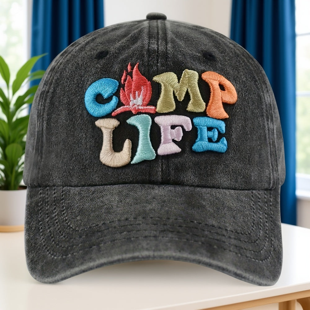 Men And Women Camping Additions, Fun Camping Hats, Adjustable Happy Camping Life Decorative Baseball Caps, Hiking And Camping Gifts for Parents, Grandparents, And Friends