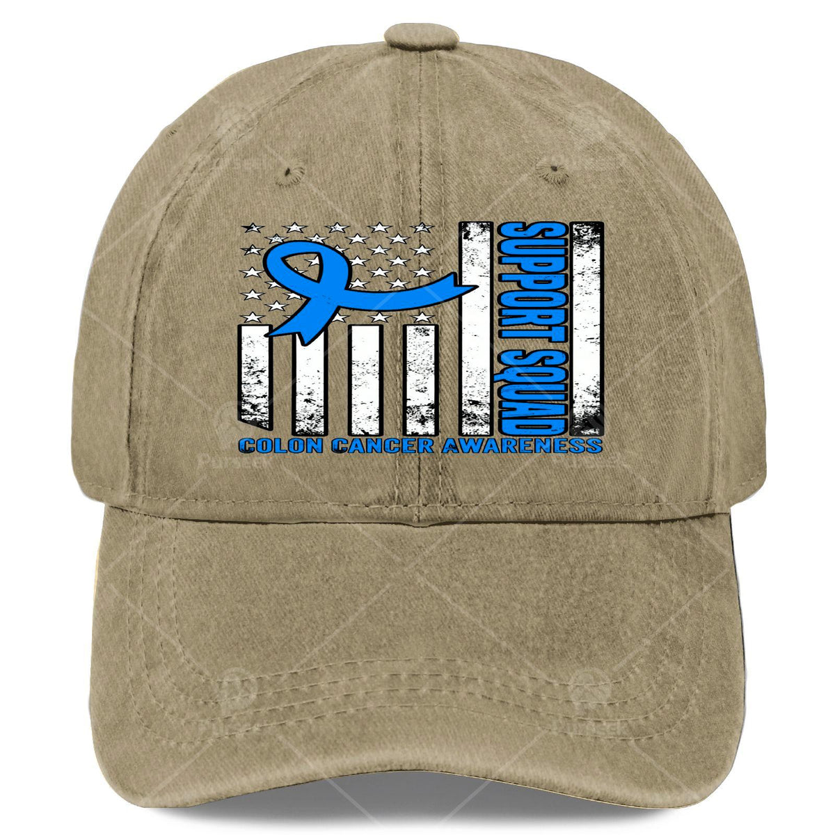 Support Squadss American Flag US Colon Cancer Awareness Month Baseball Hat