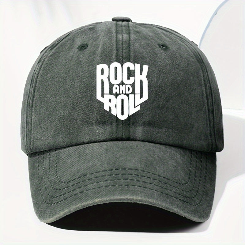 Unisex ROCK AND Printed Washed Vintage Baseball Cap Fashion Men Women Outdoor Hat Adjustable Circumference Trucker Hat Suitable for All Seasons Daily Wear
