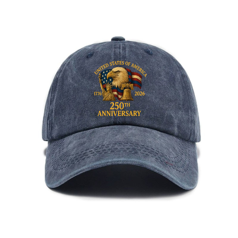 Fashion Hot Selling US Independence Day 250Th Anniversary Printed Washed All-Match Distressed Soft Top Unisex Baseball Cap