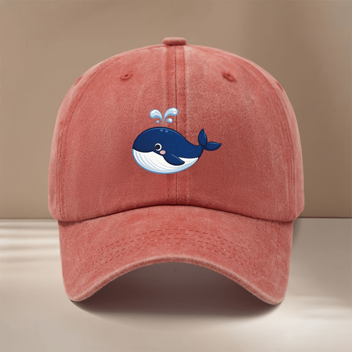 This Is a Baseball Cap with a Whale Spouting Water Graphic Print. It Is a , Lightweight, and Adjustable Casual Hat Suitable for Both Men and Women. This Stylish and Trendy Snapback Cap Is Perfect for Outdoor Sports, Dinners, Camping, and Other