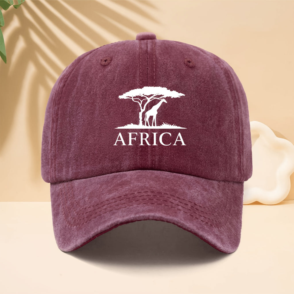 Men' & Women' Africa Trucker Hat with AFRICA Print & African Savanna Wildlife Design - Adjustable Duckbill Cap, Soft Top Suitable for Outdoor Travel, Casual Wear, Parties, Durable Unisex for All-Season (Neutral Style)
