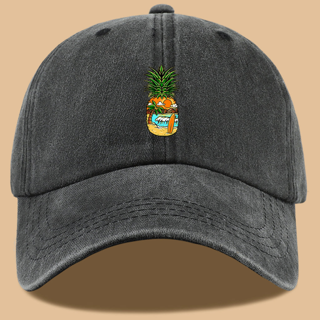 1pc Pineapple Print Trucker Hat - Adjustable Unisex Baseball Cap with Pineapple & Beach Scenery Design, Breathable Suitable for Outdoor, Vacations, Parties, Daily Wear - Suitable for Men and Women, Ideal Gift for Beach Lovers
