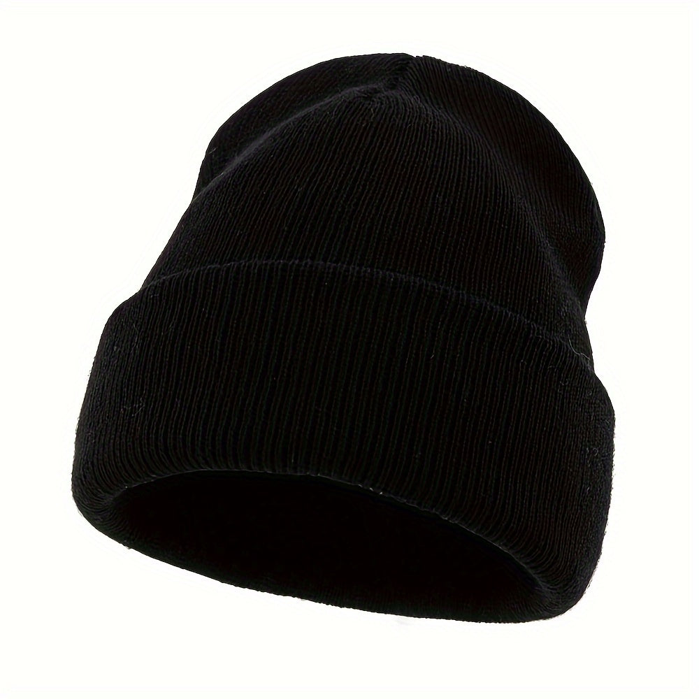 Outdoor Knit Hat Men'S Solid Color Winter Warm Elastic Large Premium Knit Hat Men Women Warm Cold-Proof Cap Easy