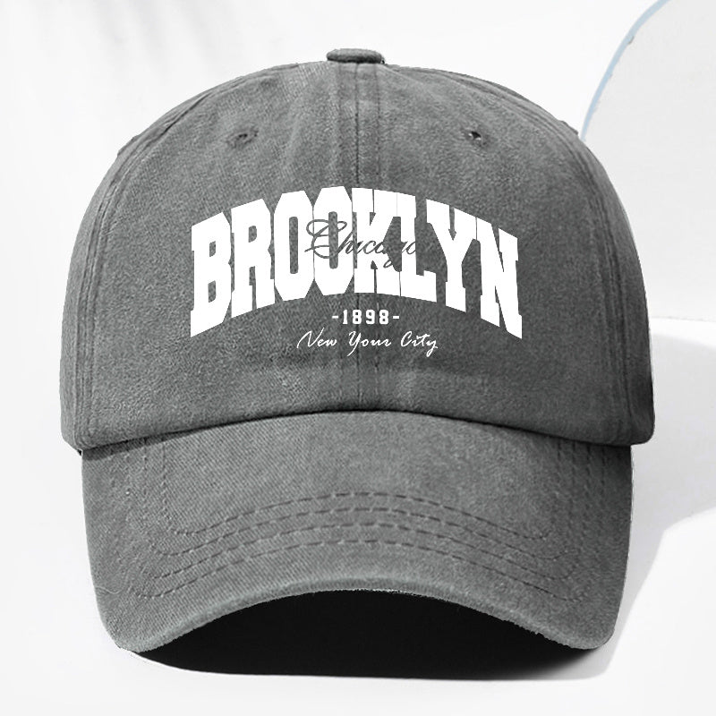 Unisex BROOKLYN1898 Letter Print Washed Vintage Baseball Cap Fashion Men Women Sun Hat Adjustable Size Trucker Cap Suitable for All Seasons Daily Wear