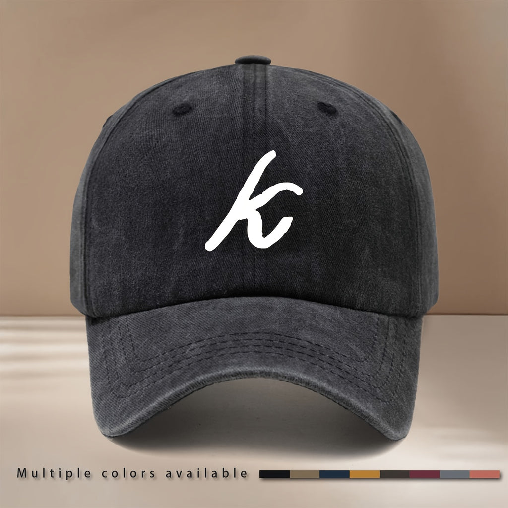 This Is a Comfortable And Trendy Baseball Cap Featuring a Handwritten Letter 'K' Design. It Has an Adjustable Size And Is Suitable for Both Men And Women. The Easy And Lightweight Curved-Brim Hat Is Perfect for Outdoor Sports, Gatherings