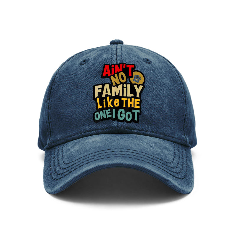 1pc Vintage Washed Unisex Baseball Caps, Ain'T No Family Like The One I Got, Bold Typography Design Print, Adjustable, Suitable for Outdoor Activities And Casual Wear, Gifts for Men And Women, Friends