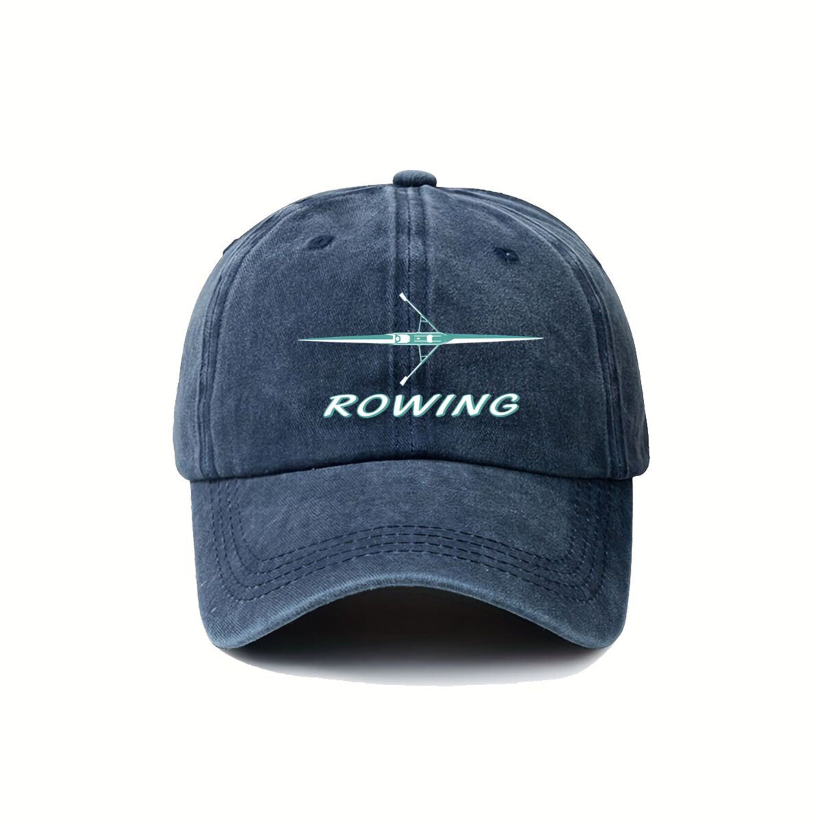 Men' & Women' Vintage Rowing-Themed Baseball Cap with Boat & Oar Typography - Adjustable Pull-String Closure, UPF Sun, Machine Washable Retro Unisex Cap Suitable for Outdoor Sports, Rowing Enthusiasts, Casual Streetwear