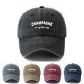 Unisex Fashion Versatile Printed Letter CHAMPAGNE Baseball Cap Classic Retro Washed Outdoor Lightweight Curved Brim Hat Trucker Baseball Cap Suitable for Outdoor Vacation Travel Camping and Other Casual Occasions