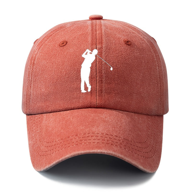 A Unisex Fashionable and Versatile Printed Golf Swing Baseball Cap, Classic Vintage Washed Outdoor Lightweight Curved-brim Hat, Trucker Baseball Cap, Suitable for Outdoor Vacations, Travel, Camping, and Other Casual Occasions, Holiday Party Hip-hop