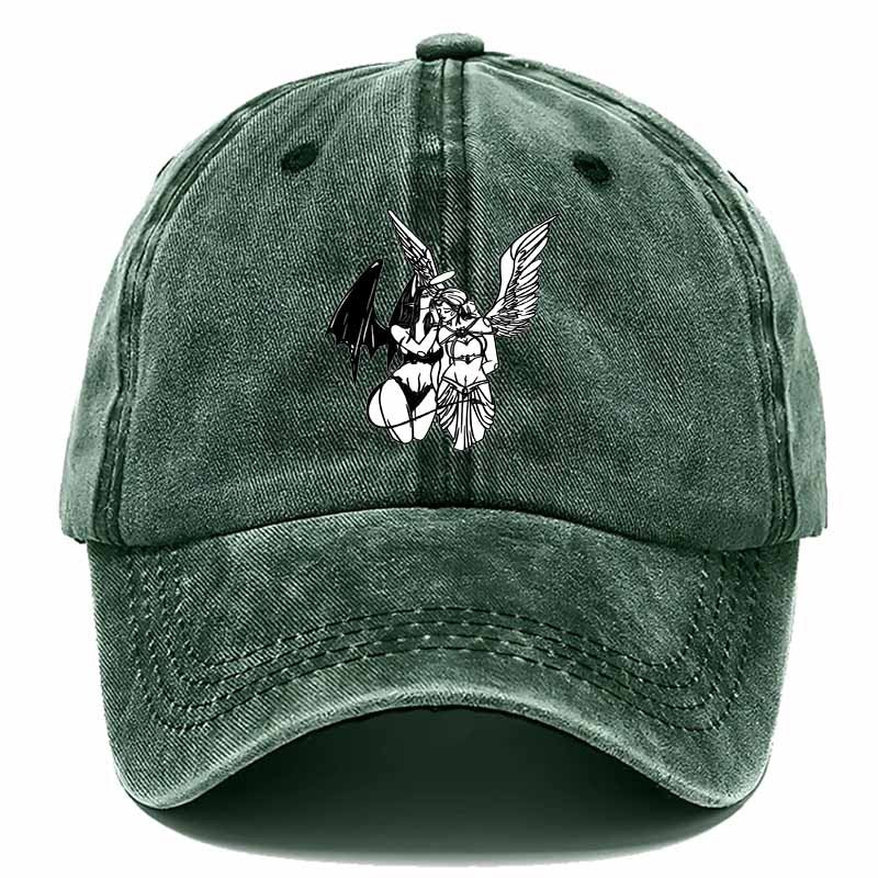 Matching Couple's Angel Wing Hats - Black & White Gothic Romance with Cherub Angel Print, Unisex Textile for Weddings, Dates, - Hand Washable Matching Outfit (No Face Covering)