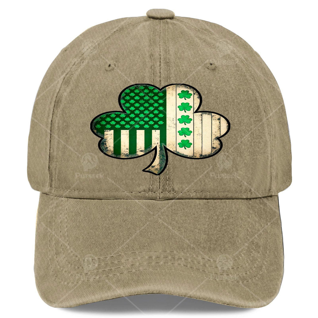 US American Flag with Shamrocks for St Patricks Day Baseball Hat Unisex