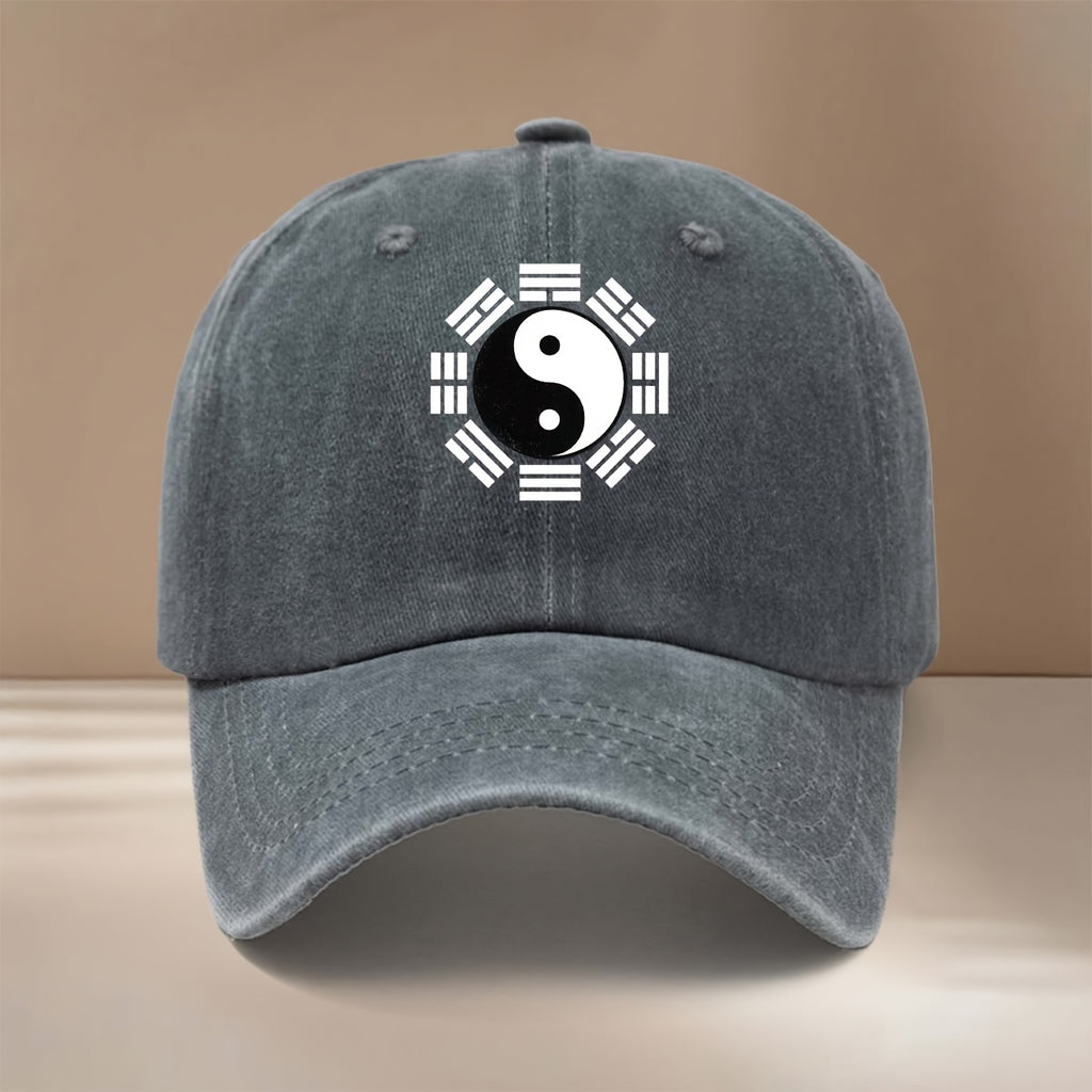 Men' & Women' Tai Chi Bagua Print Baseball Cap - Duckbill Trucker Hat with Yin-Yang Martial Arts, Curved Brim Suitable for Outdoor, Hip-Hop, All-Season Casual Wear, Taiji Training